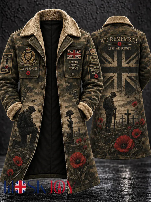 Men’s Fleece-Lined Windbreaker With Remembrance Day Themed Print - A / S
