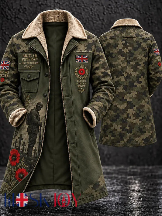 Men’s Fleece-Lined Windbreaker With Remembrance Day Themed Print - A / S