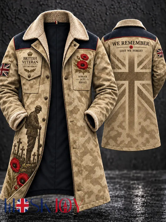 Men’s Fleece-Lined Windbreaker With Remembrance Day Themed Print - A / S