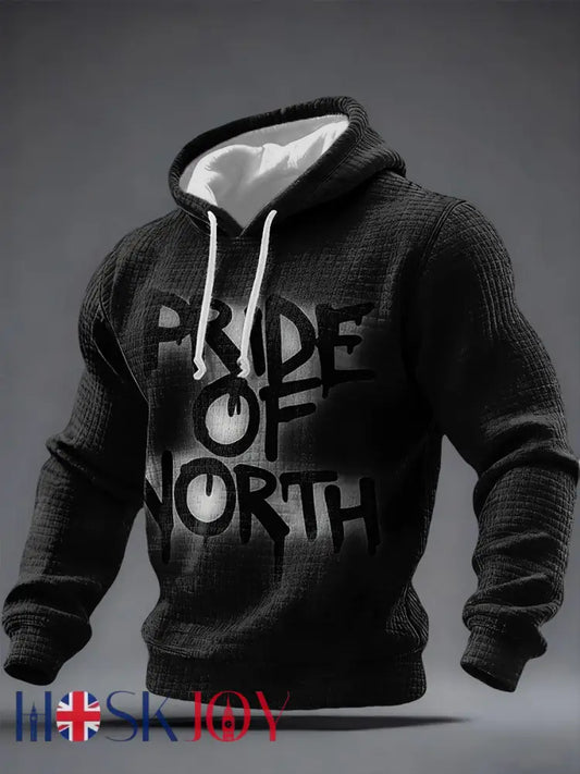 Men’s Football Fan Print Geordie Checkered Cotton Hoodie - Black / S