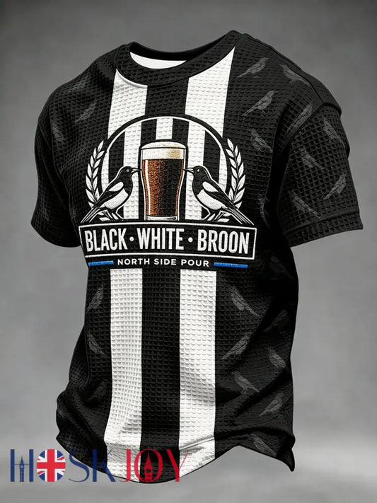 Men’s Football Fan Print Waffle Short Sleeve T-shirt - As picture / S