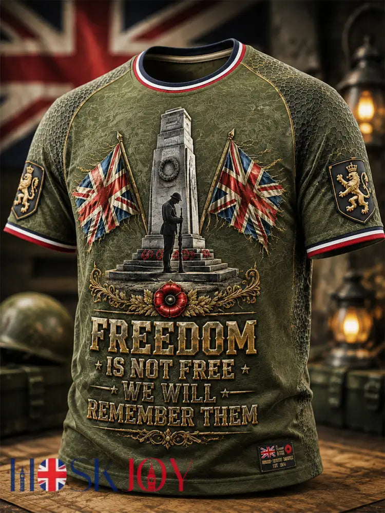 Men’s FREEDOM IS NOT FREE · WE WILL REMEMBER THEM Tee - Olive Green / S