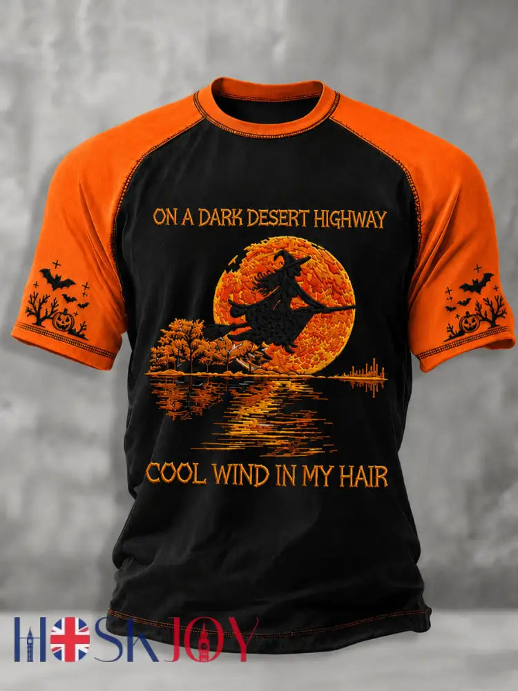 Men’s Halloween Witch Pumpkin Bat Short Sleeve T-shirt - As picture / S