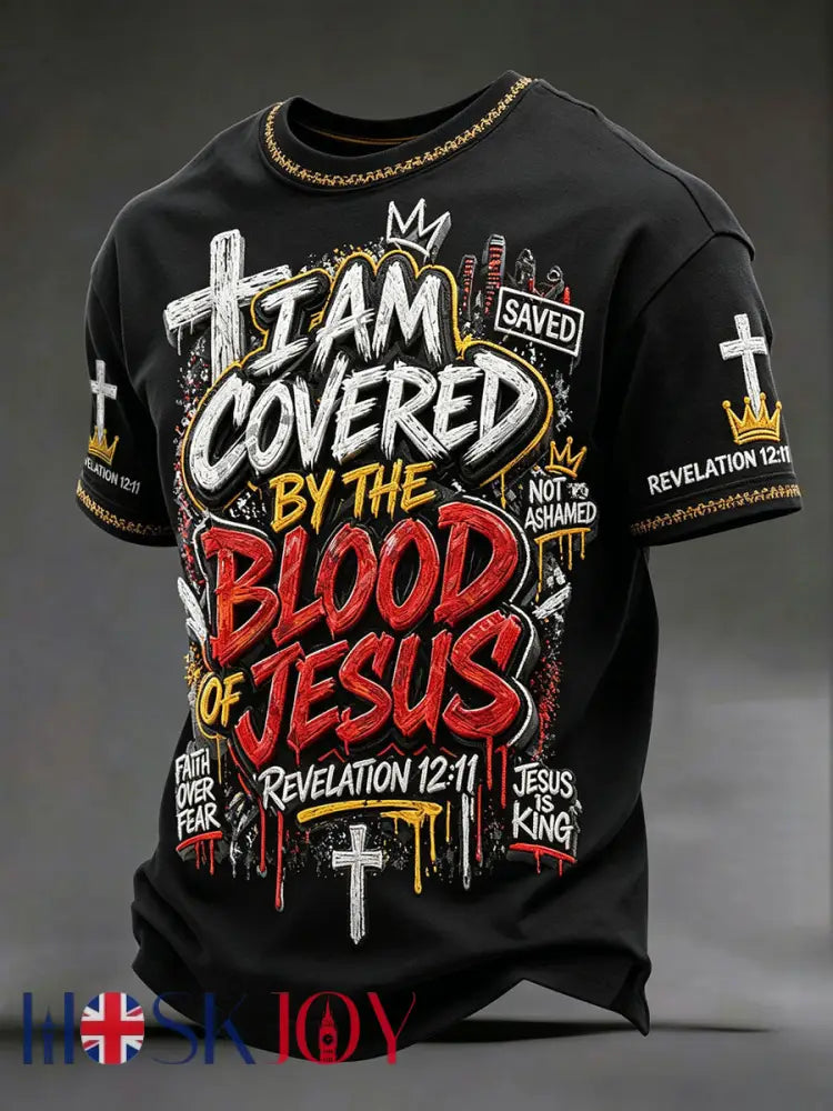 Men’s ’I am covered by the blood of Jesus’ T-shirts - Black / S