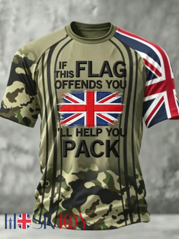 Men’s IF THIS FLAG OFFENDS YOU I’LL HELP YOU PACK short sleeve t-shirt - Army Green / S