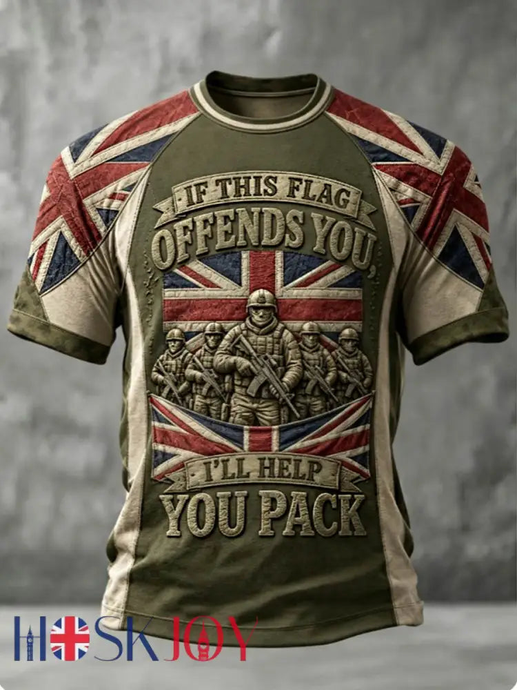 Men’s IF THIS FLAG OFFENDS YOU I’LL HELP YOU PACK Tee - Army Green / S