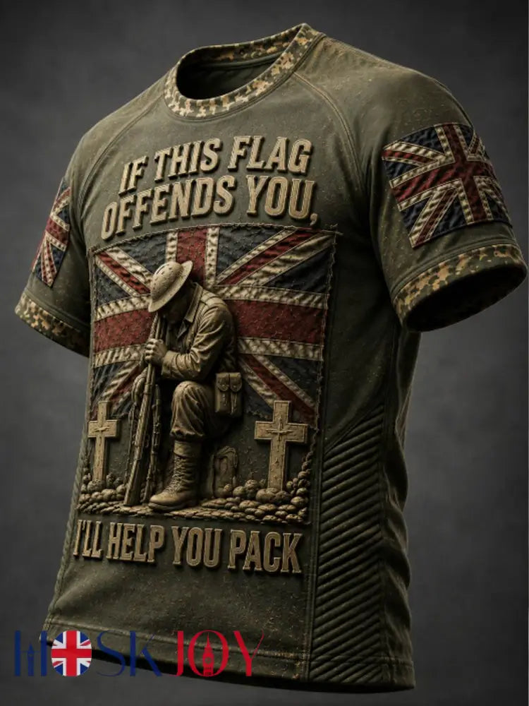Men’s IF THIS FLAG OFFENDS YOU I’LL HELP YOU PACK Tee - Army Green / S