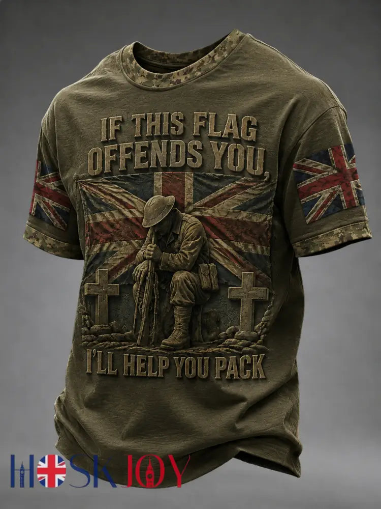 Men’s IF THIS FLAG OFFENDS YOU I’LL HELP YOU PACK Tee - Army Green / S
