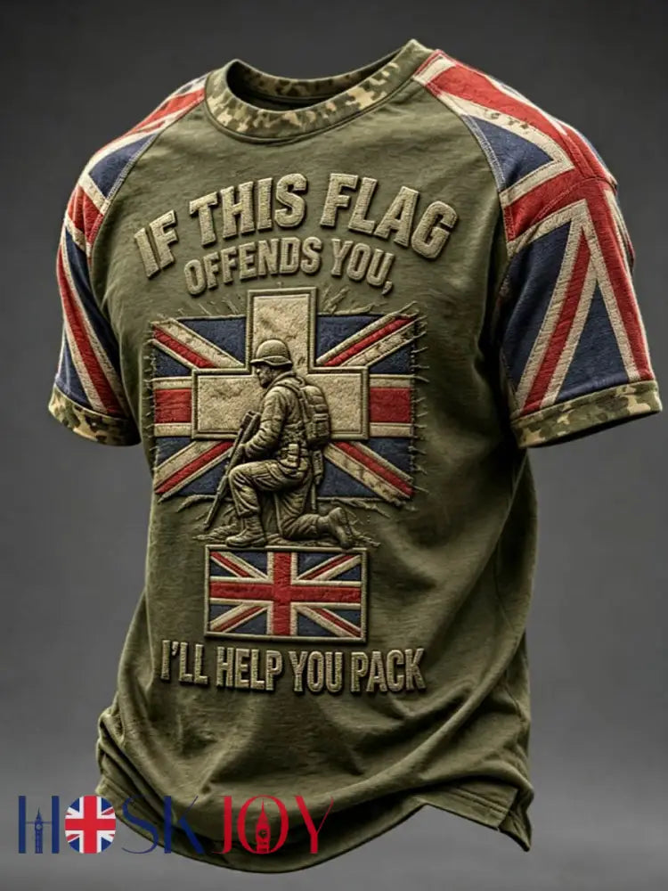Men’s IF THIS FLAG OFFENDS YOU I’LL HELP YOU PACK Tee - Army Green / S