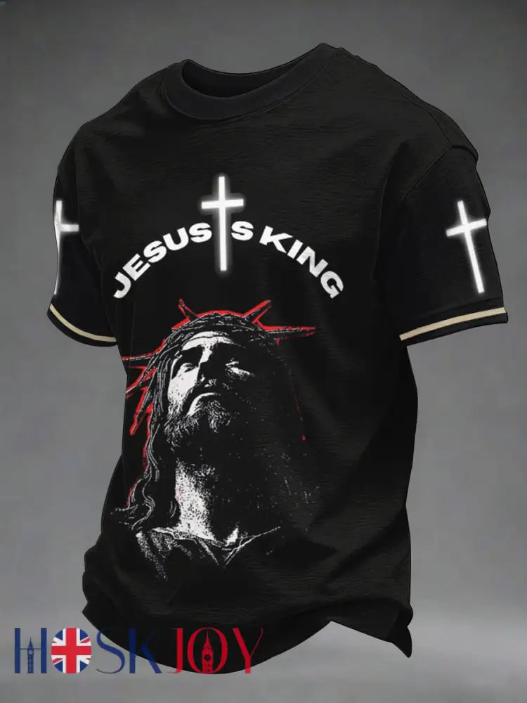 Men’s Jesus Is King Print Tee - Black / S