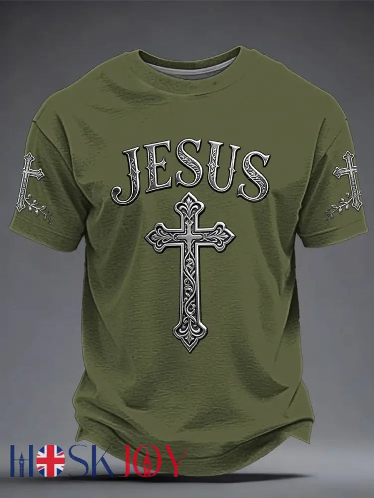 Men’s JESUS Printed T-shirt - Army Green / S