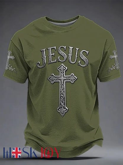 Men’s JESUS Printed T-shirt - Army Green / S
