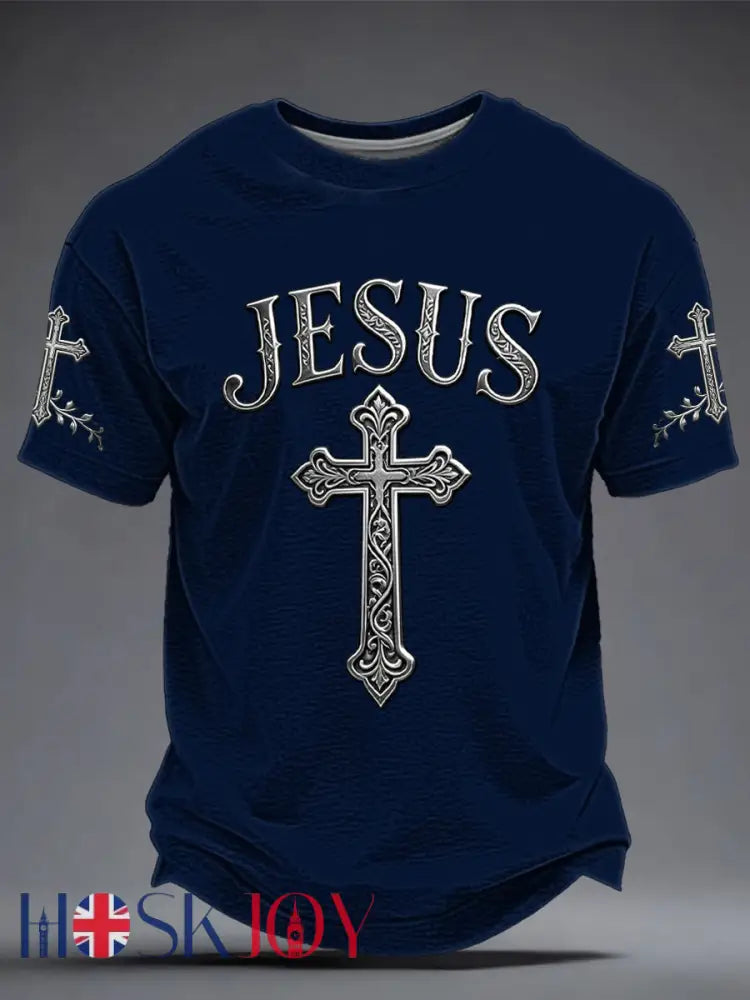 Men’s JESUS Printed T-shirt - Dark Blue / S