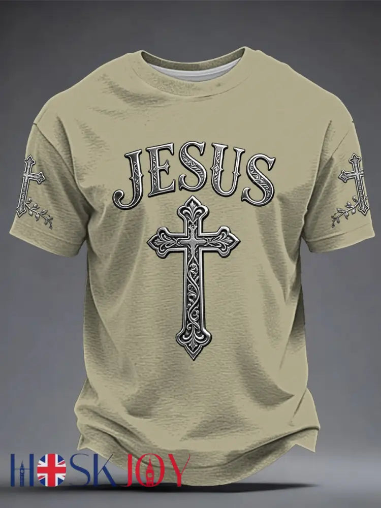 Men’s JESUS Printed T-shirt - Khaki / S