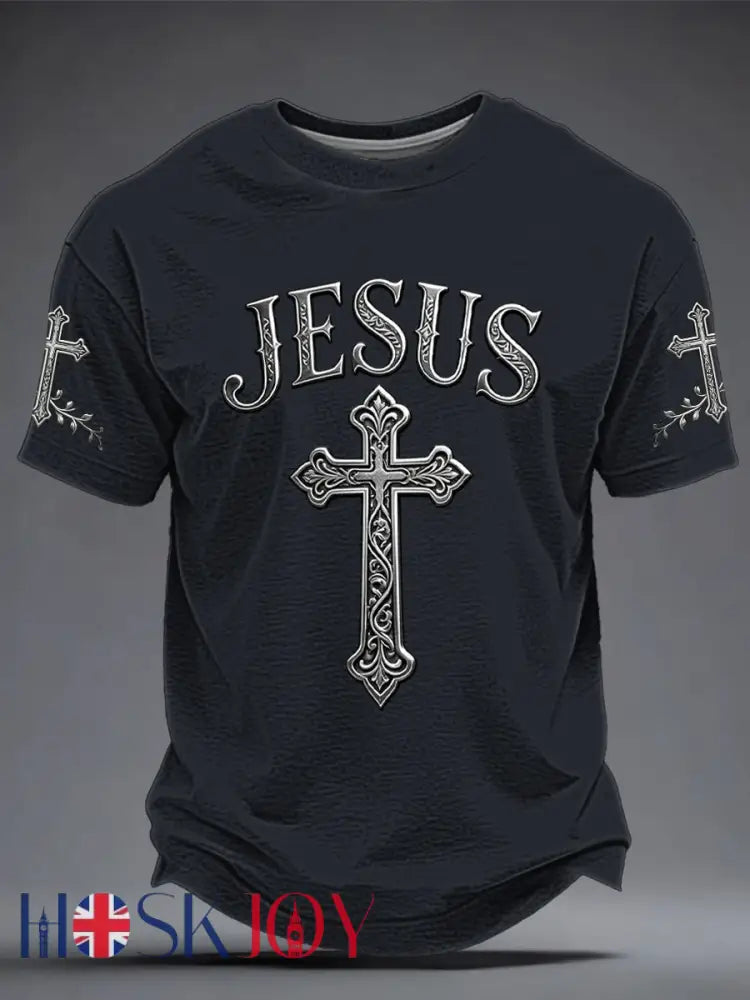 Men’s JESUS Printed T-shirt - Navy Blue / S