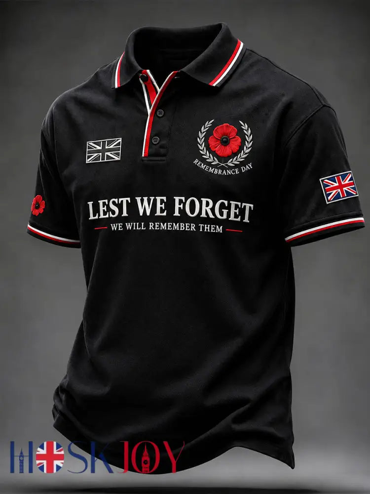 Men’s Lest We Forget Print Shirt - Black / S
