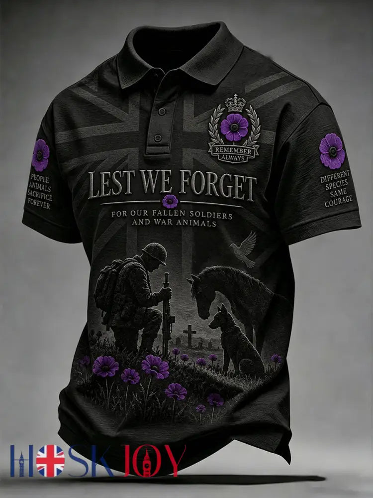 Men’s Lest We Forget Print Shirt - Black / S