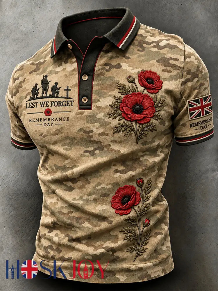 Men’s Lest We Forget Print Shirt - Camouflage / S