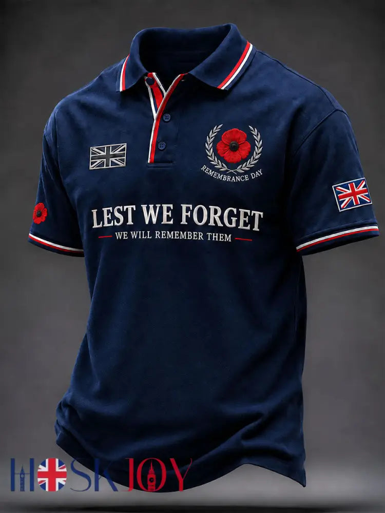 Men’s Lest We Forget Print Shirt - Navy Blue / S