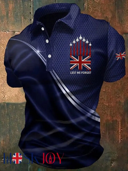 Men’s Lest We Forget Print Shirt - Navy Blue / S