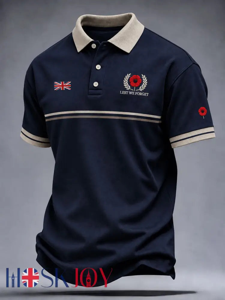 Men’s Lest We Forget Print Shirt - Navy Blue / S