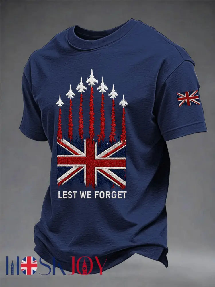 Men’s Lest We Forget Print T-shirt - Navy Blue / S