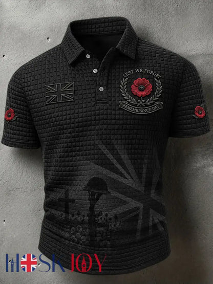 Men’s Lest We Forget Print Waffle Shirt - Black / S
