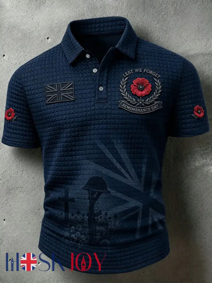 Men’s Lest We Forget Print Waffle Shirt - Navy Blue / S