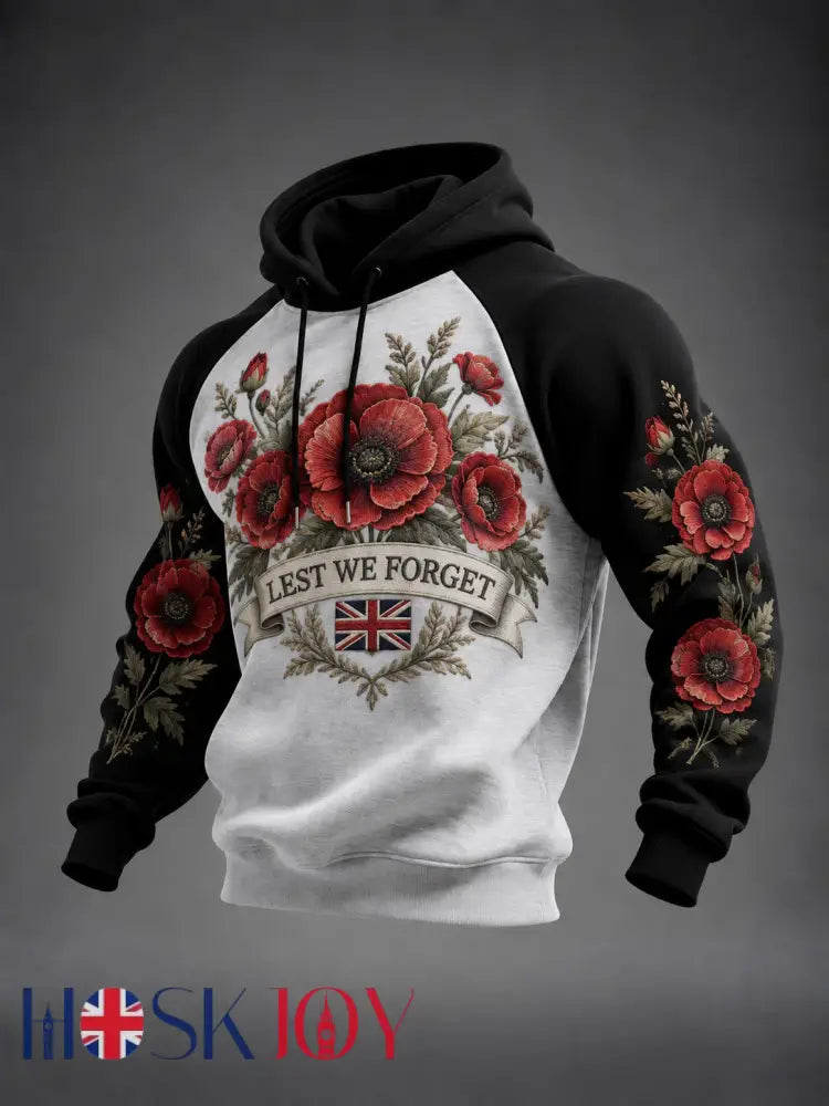 Men’s Lest We Forget Printed Hoodie - As picture / S