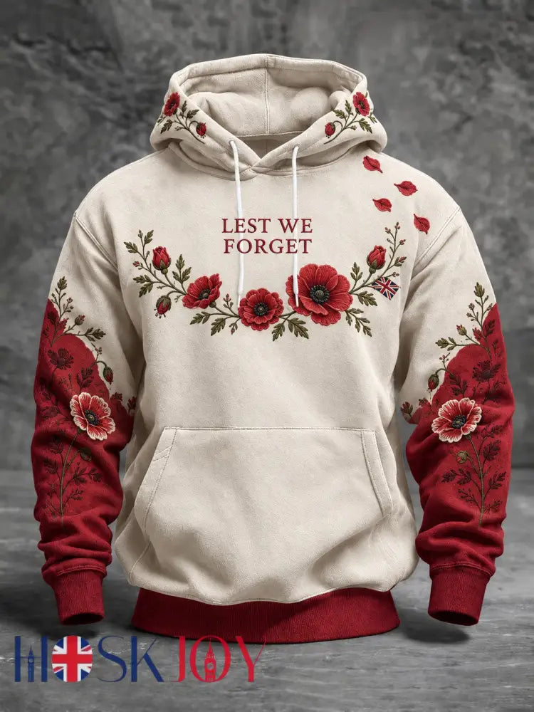 Men’s Lest We Forget Printed Hoodie - As picture / S