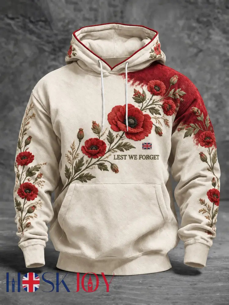 Men’s Lest We Forget Printed Hoodie - As picture / S