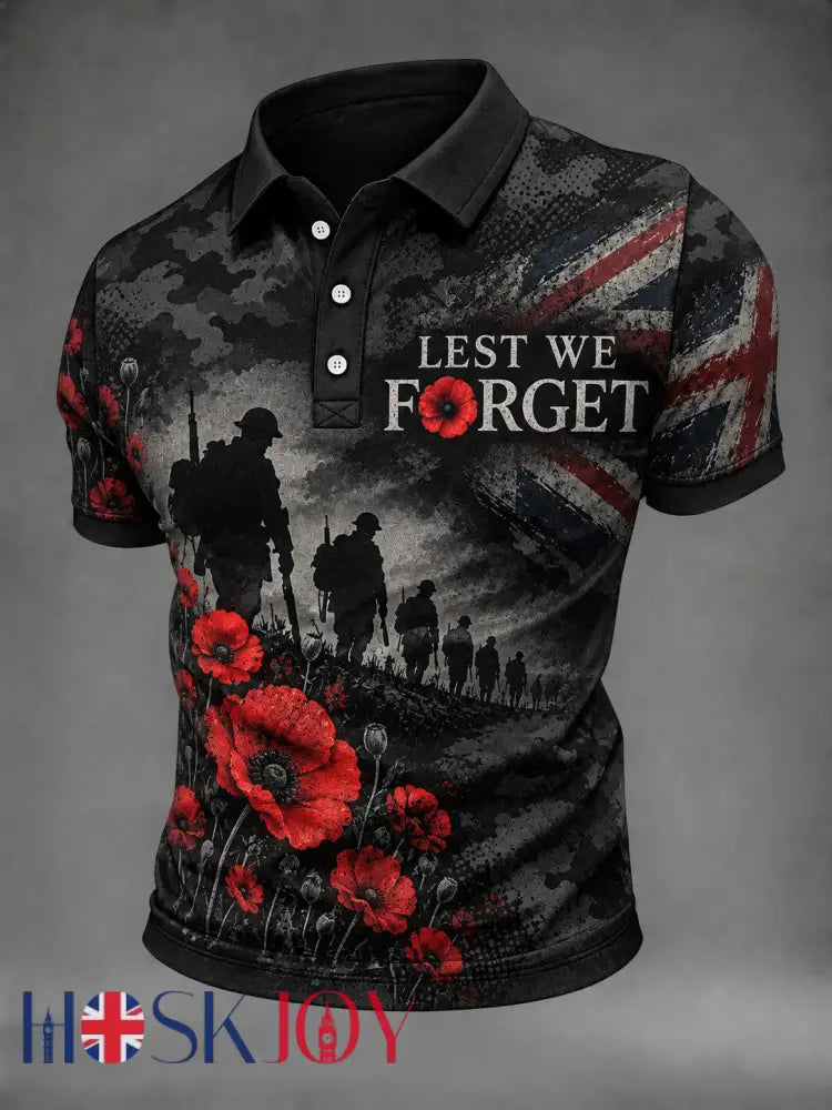 Men’s Lest We Forget Printed Shirt - Black / S