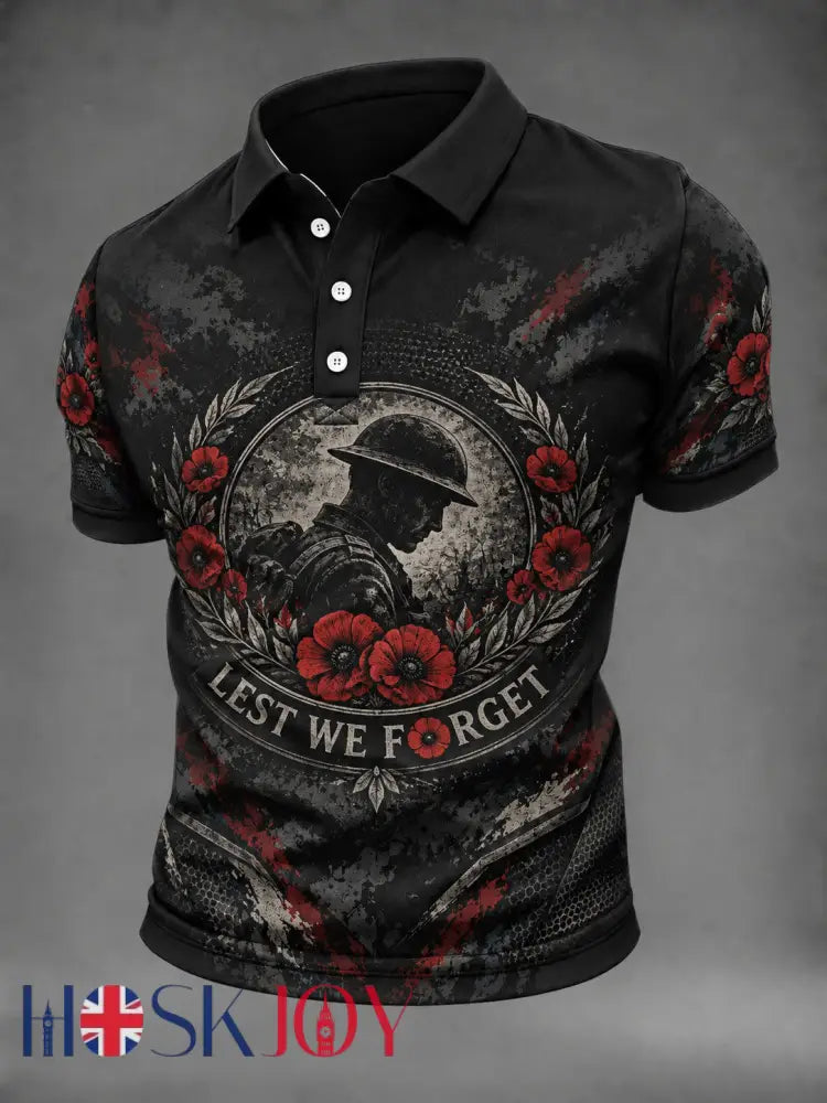 Men’s Lest We Forget Printed Shirt - Black / S