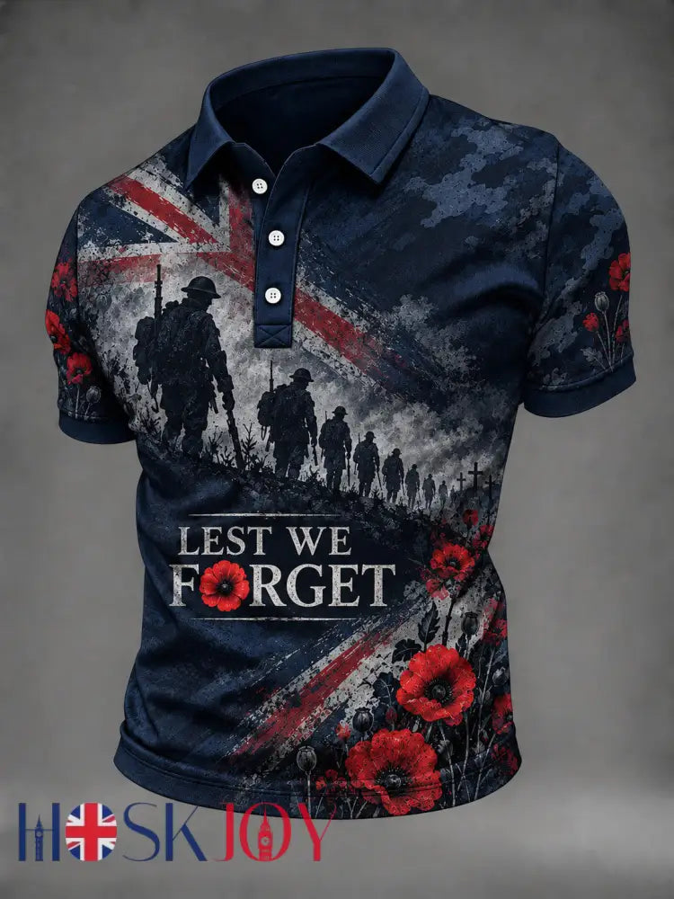 Men’s Lest We Forget Printed Shirt - Navy Blue / S