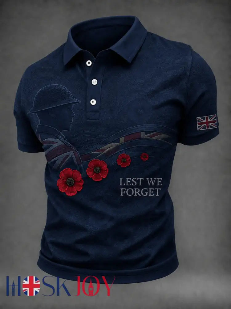 Men’s Lest We Forget Printed Shirt - Navy Blue / S