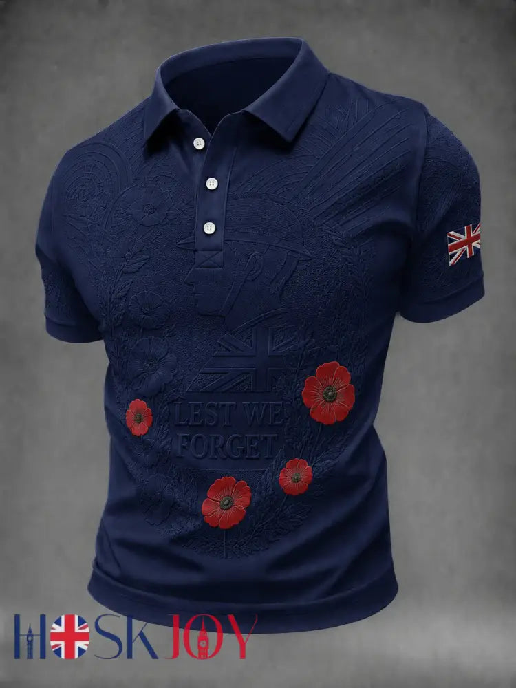 Men’s Lest We Forget Printed Shirt - Navy Blue / S