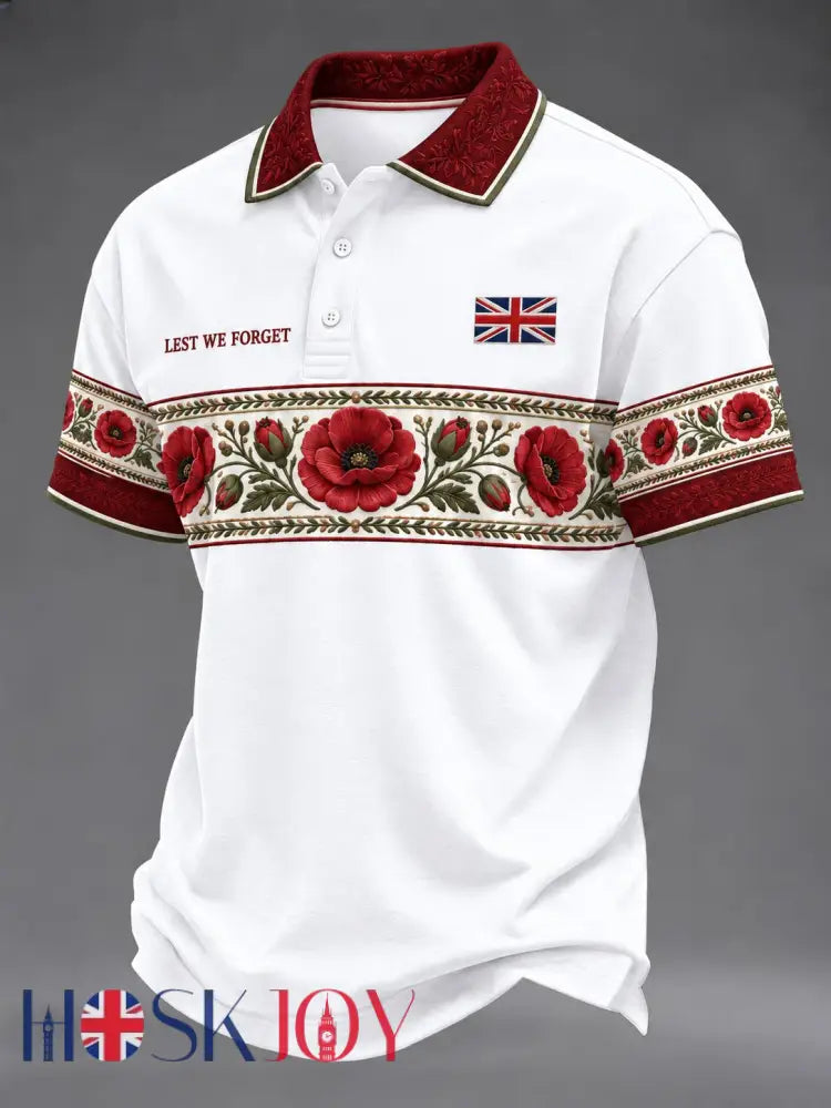 Men’s Lest We Forget Printed Shirt - White / S