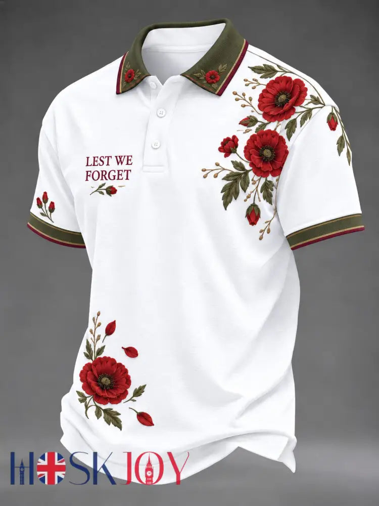 Men’s Lest We Forget Printed Shirt - White / S