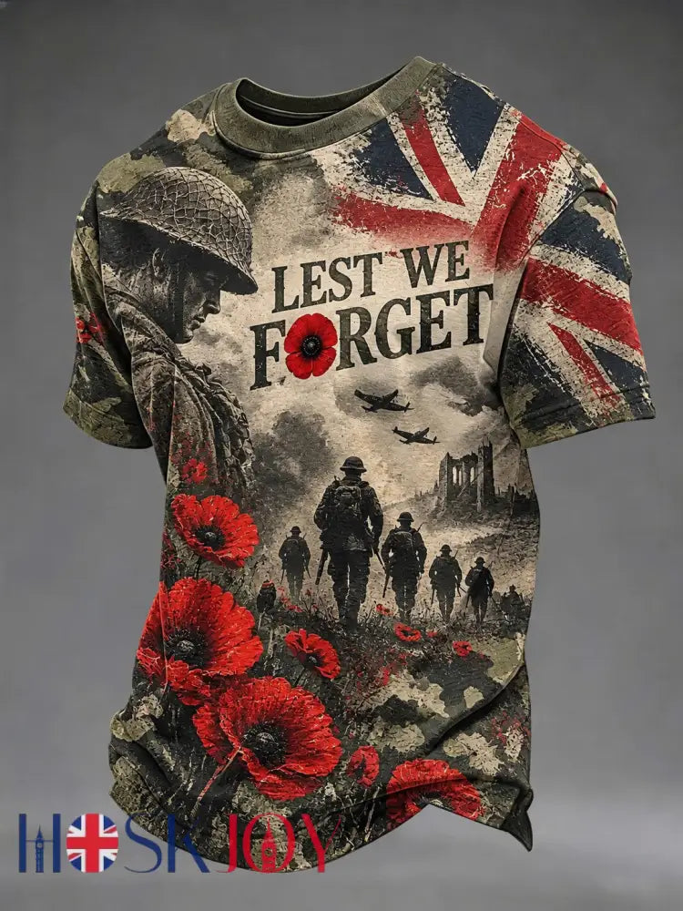 Men’s Lest We Forget Printed T-shirt - As picture / S