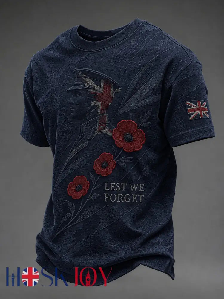 Men’s Lest We Forget Printed T-shirt - Navy Blue / S