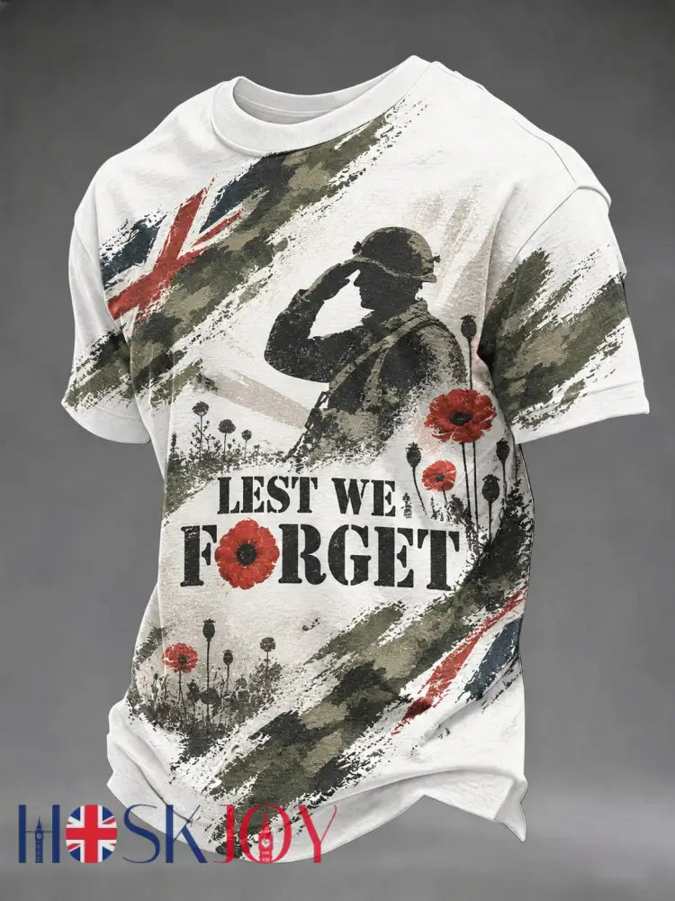 Men’s Lest We Forget Printed T-shirt - White / S