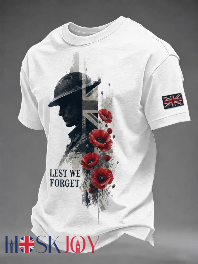 Men’s Lest We Forget Printed T-shirt - White / S
