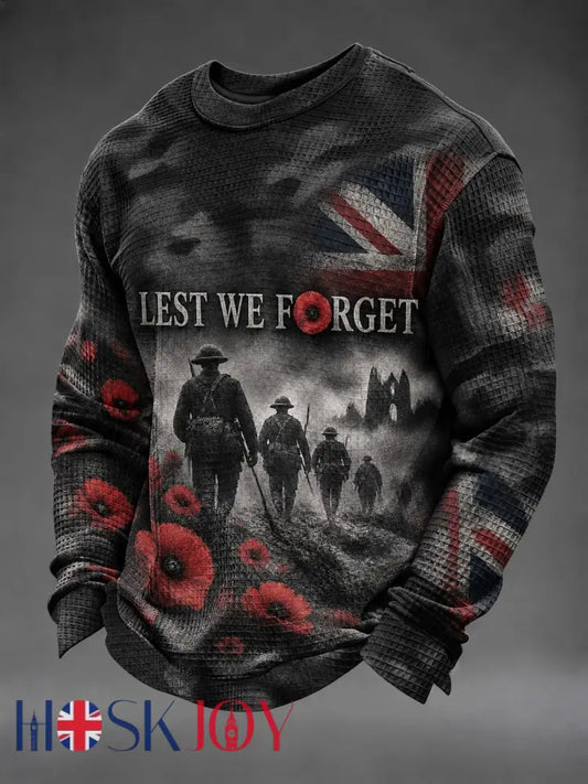 Men’s Lest We Forget Printed Waffle Long Sleeve T-Shirt - As picture / S