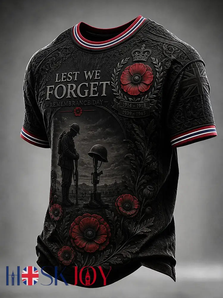 Men’s Lest We Forget Short Sleeves T-shirt - Black / S
