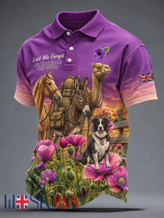 Men’s Lest We Forget The Animals Shirt - Purple / S