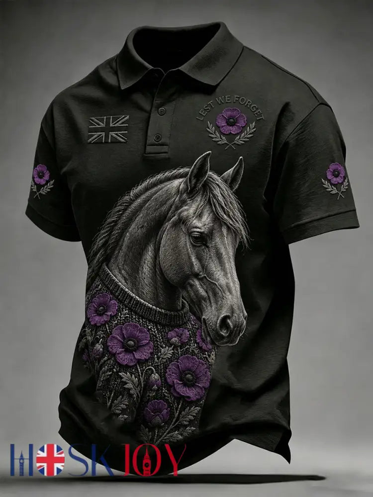 Men’s Lest We Forget The Warhorse Print Shirt - Black / S