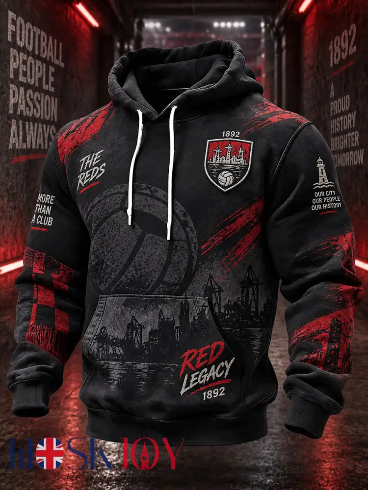 Men’s Long-Sleeve Hooded Sweatshirt With Soccer-Themed Print - A / S