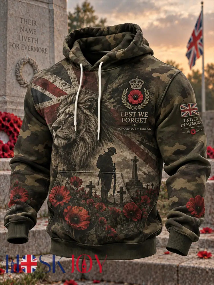 Men’s Long-Sleeve Hooded Sweatshirt With Veteran Memorial Graphic Print - A / S