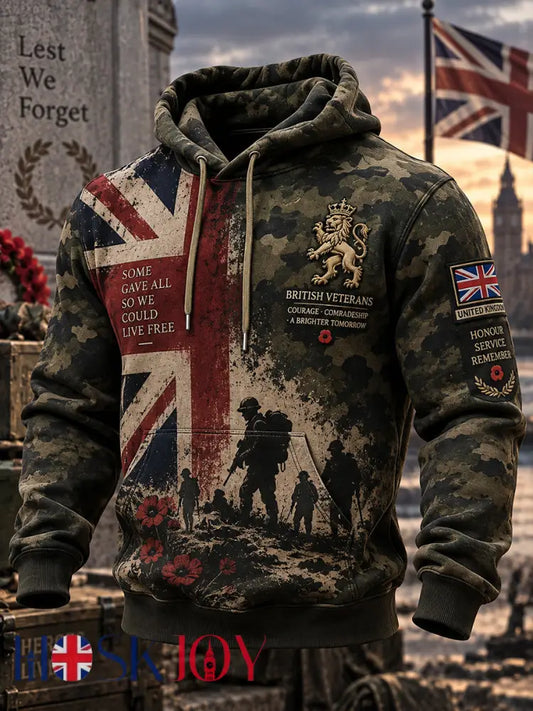 Men’s Long-Sleeve Hooded Sweatshirt With Veteran Memorial Graphic Print - A / S