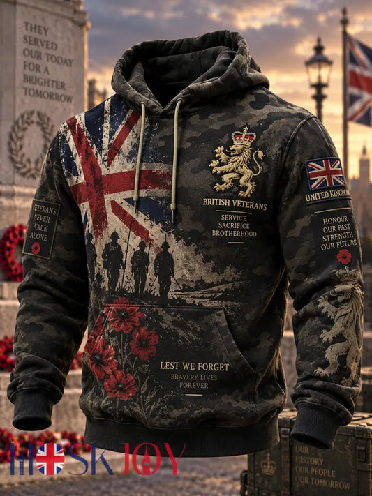 Men’s Long-Sleeve Hooded Sweatshirt With Veteran Memorial Graphic Print - A / S